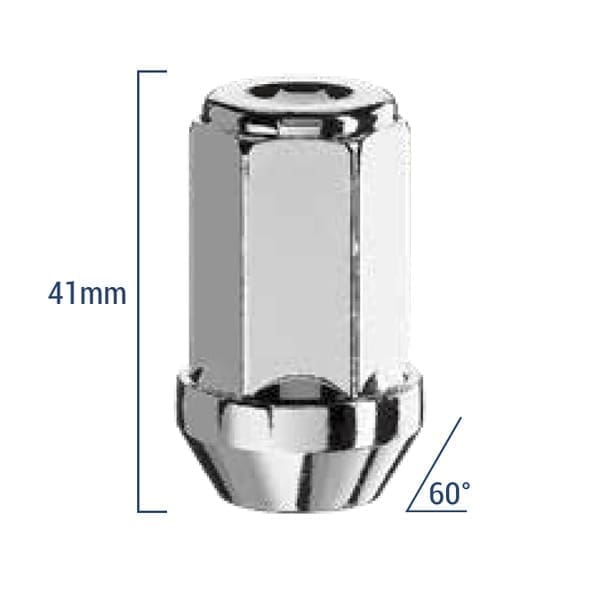 Bimecc Mutter M12x1.5 41mm - võti 19 - 60° koonus - Silver (KINNINE)