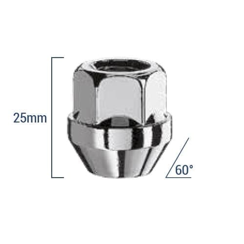 Bimecc Mutter M12x1.50 25mm - võti 19 - 60° koonus - Silver (AVATUD)