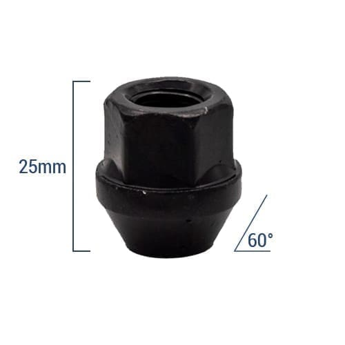 Bimecc Mutter M12x1.50 25mm - võti 19 - 60° koonus - Black (AVATUD)