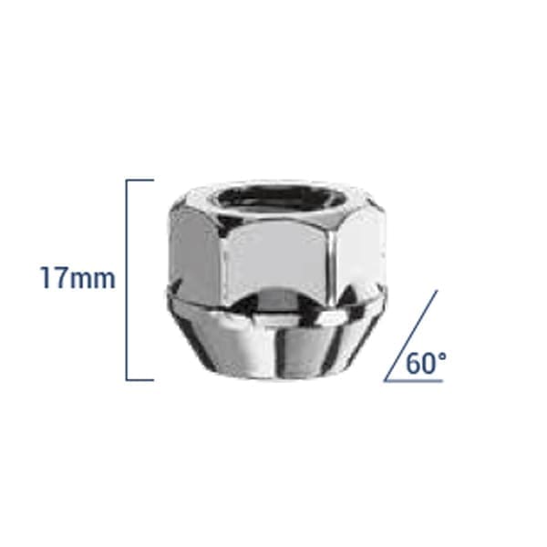 Bimecc Mutter M12x1.50 17mm - võti 19 - 60° koonus - Silver (AVATUD)