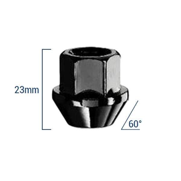 Bimecc Mutter M14x1.25 23mm - võti 17 - 60° koonus - Black (AVATUD)